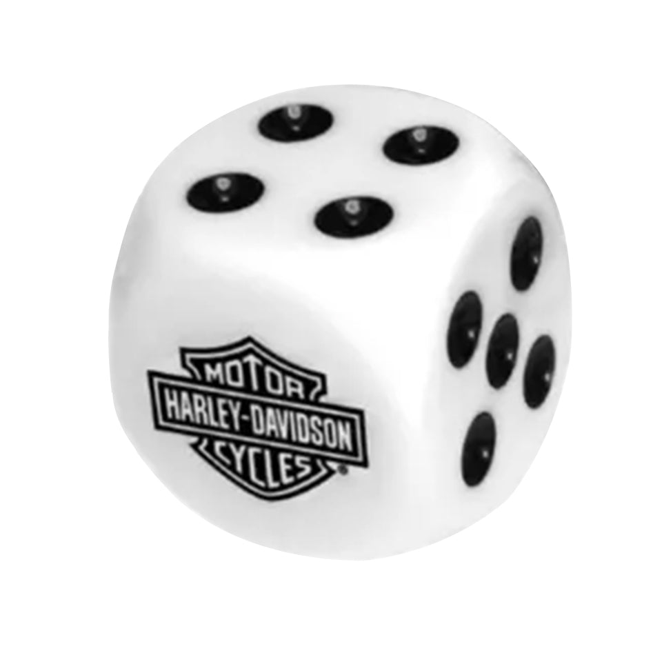 25mm Round Corner Harley-Davidson Dice - White With Black Dots