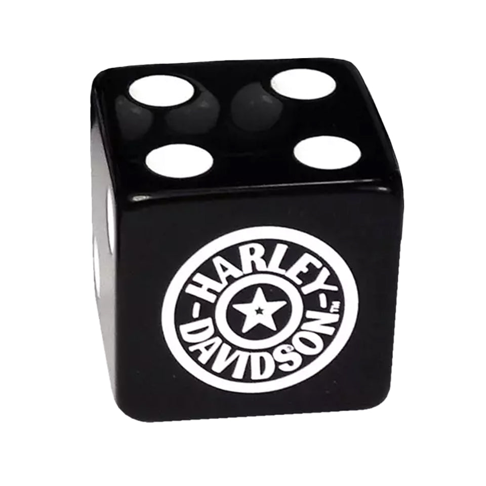 25mm Square Corner Harley-Davidson Dice - Black With White Dots