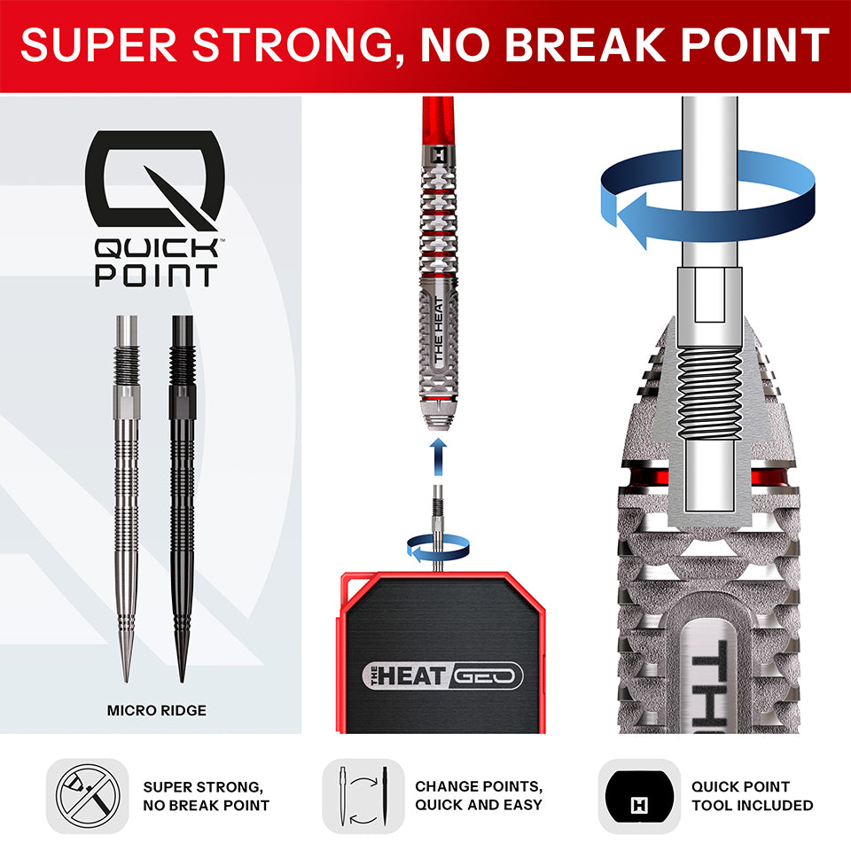 Harrows Damon Heta Geo Quick Point Steel Tip Darts - 23gm