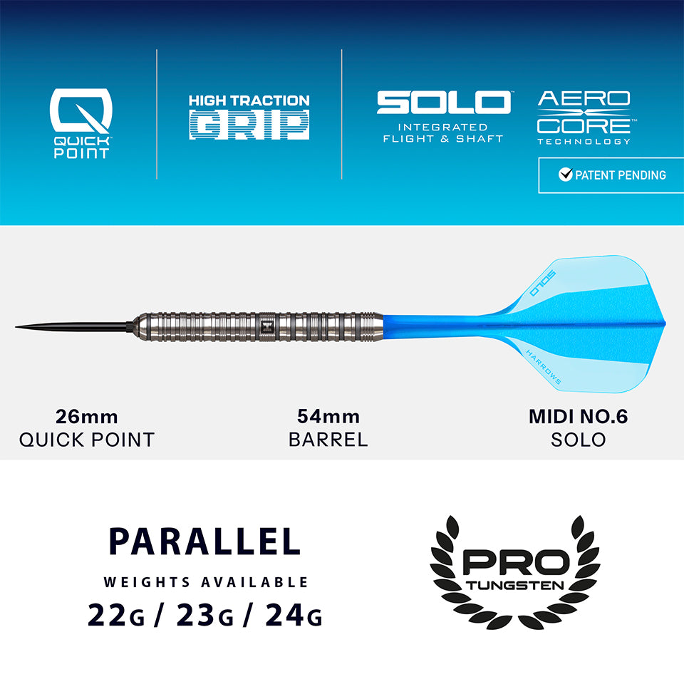 Harrows Flux Quick Point Steel Tip Darts - 22gm