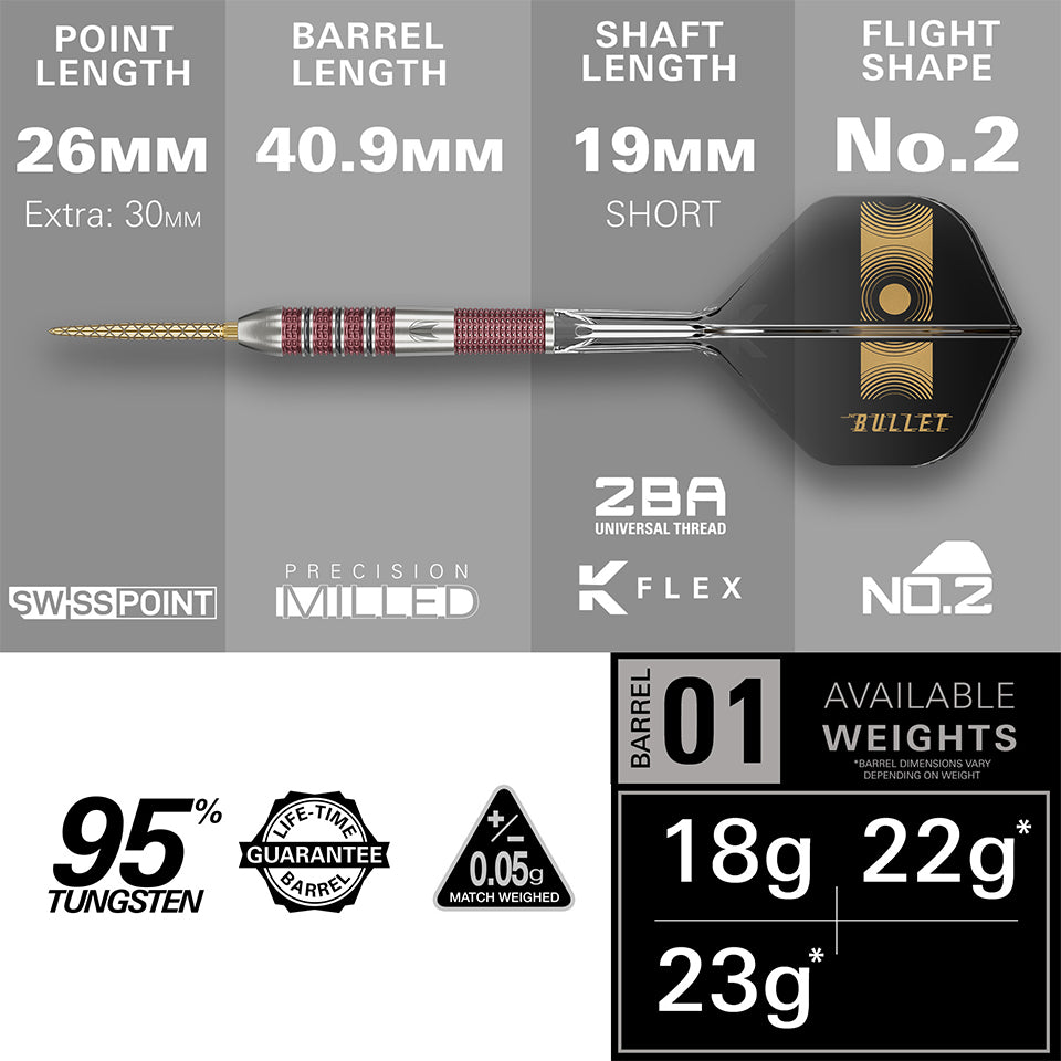 Target Stephen Bunting 95k Swiss Point Steel Tip Darts - 23gm