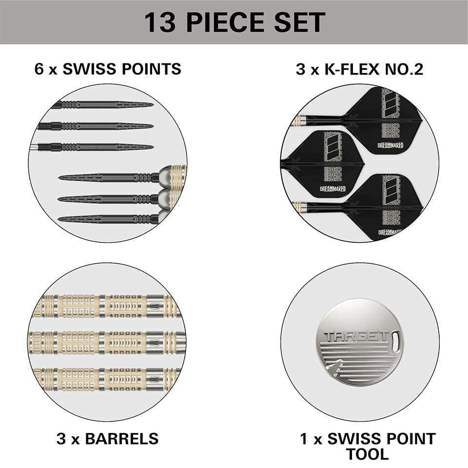 Target Dimitri Van Den Bergh 95K Swiss Point Steel Tip Darts - 24gm
