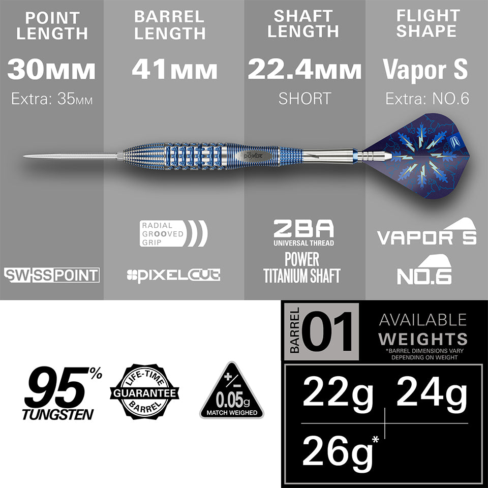 Target Phil Taylor Power Gx2 Swiss Point Steel Tip Darts - 22gm