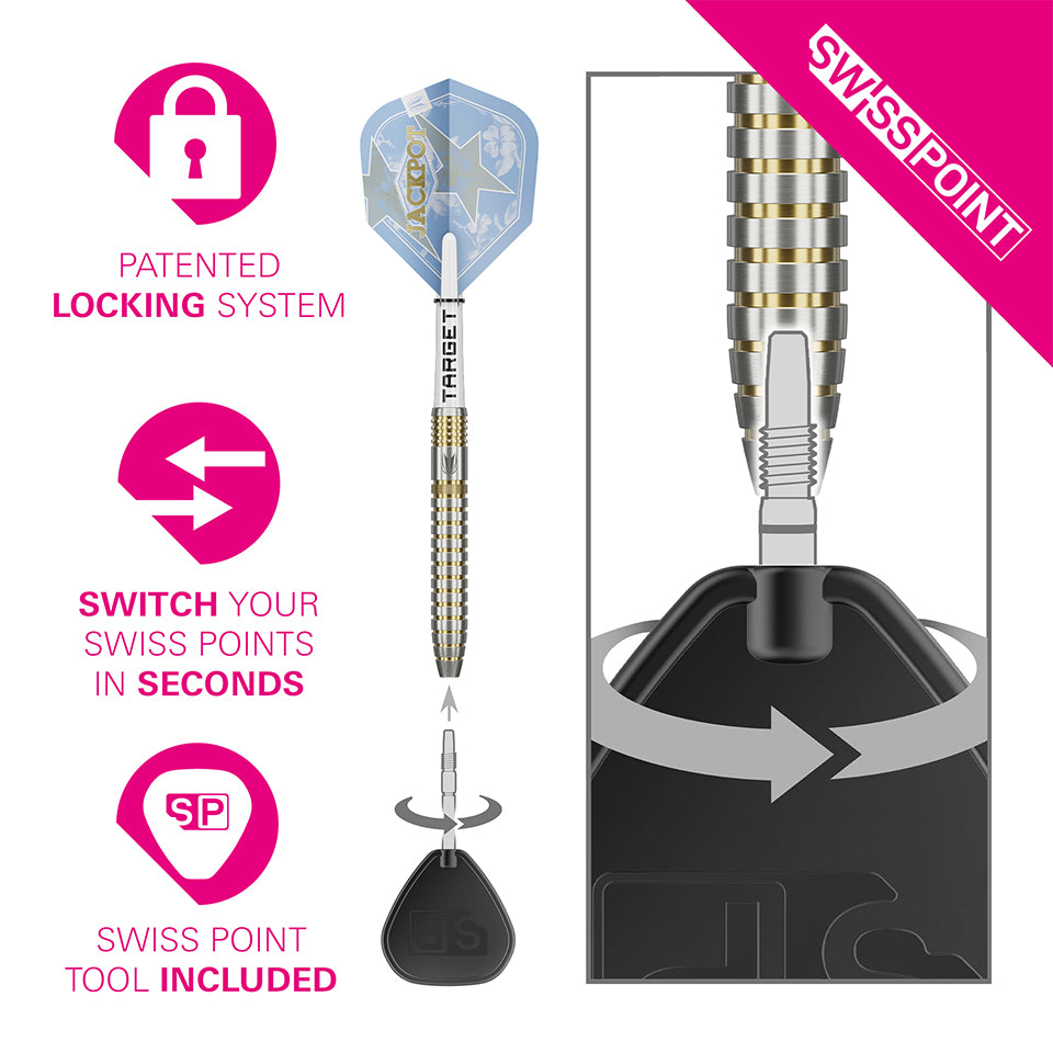 Target Adrian Lewis Show Down Swiss Point Steel Tip Darts - 23gm