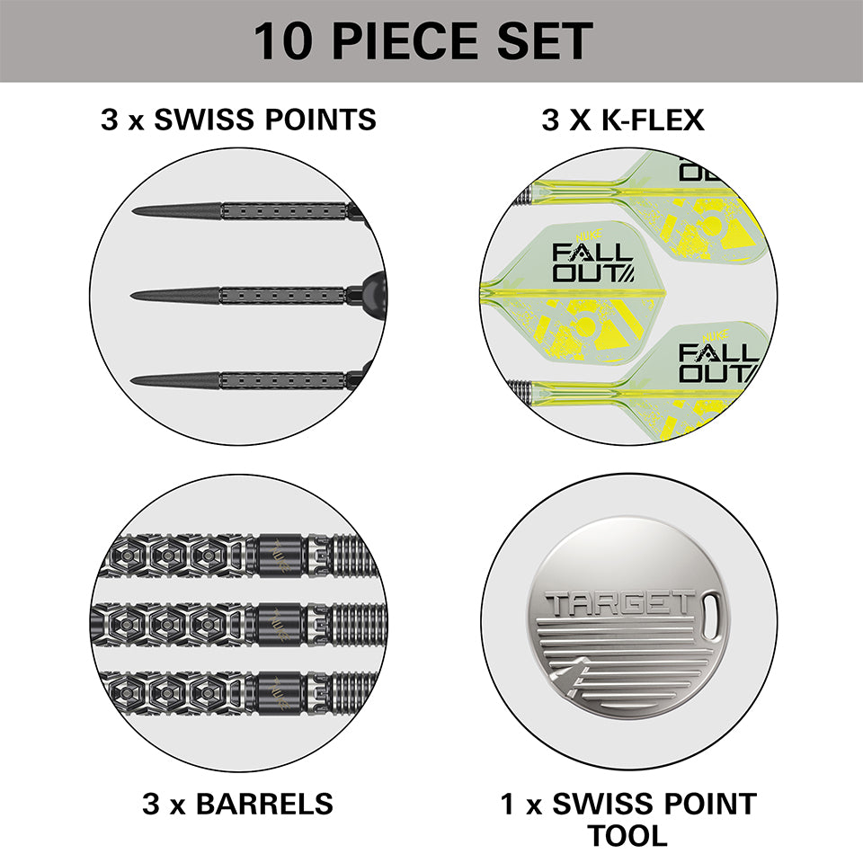 Target Luke Littler Nuke Fallout Swiss Point Steel Tip Darts - 22gm