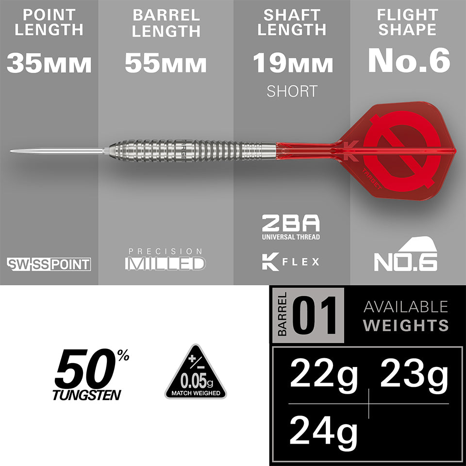 Target Group Ø 01 Swiss Points Steel Tip Darts - 24gm