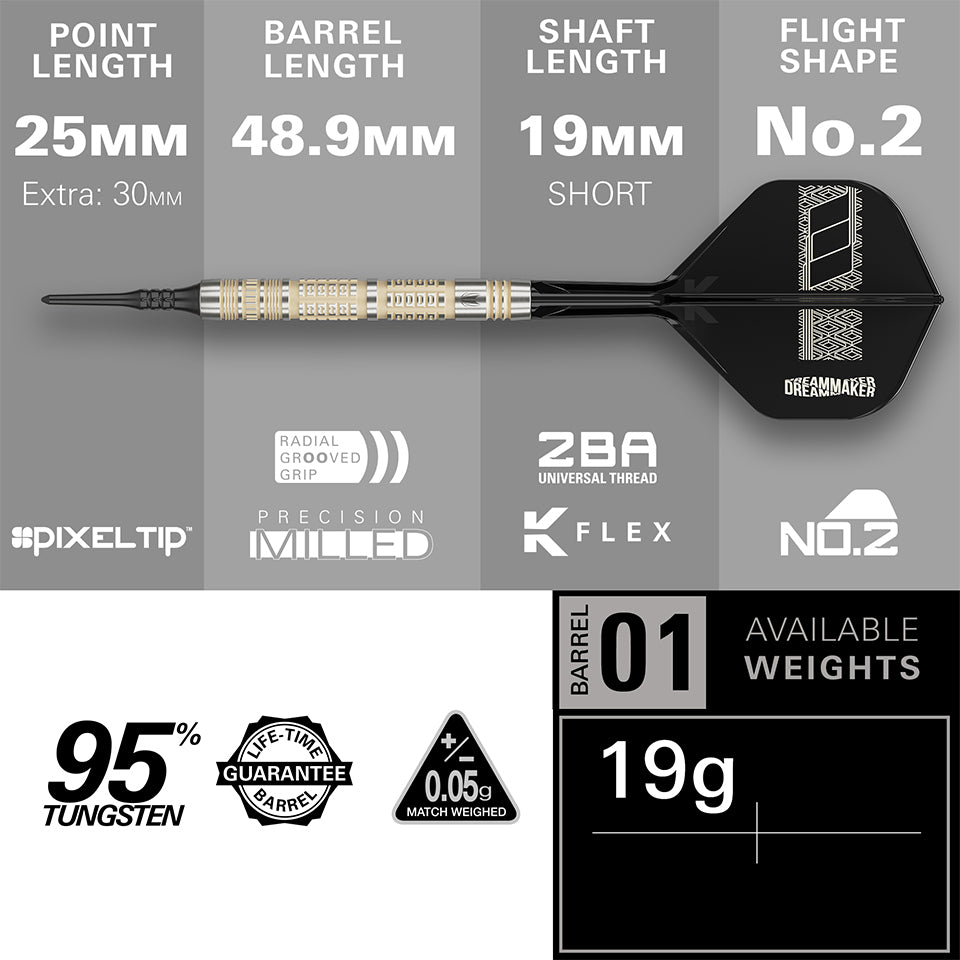 Target Dimitri Van Den Bergh 95K Soft Tip Darts - 19gm
