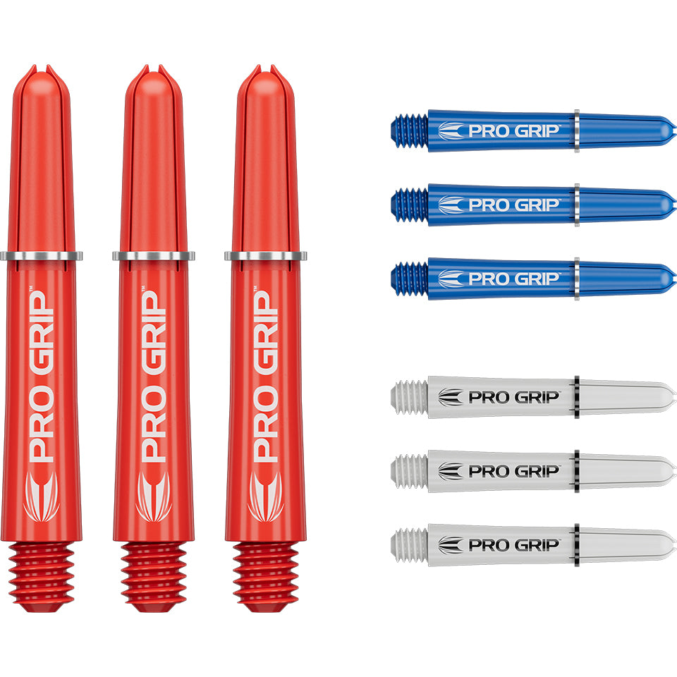 Target Pro Grip Dart Shafts - Short Red/ Blue/ White (3 Sets)