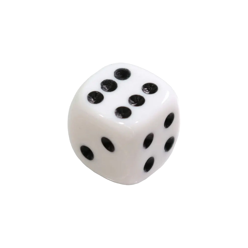 12mm Round Corner Mini Dice - White With Black Dots