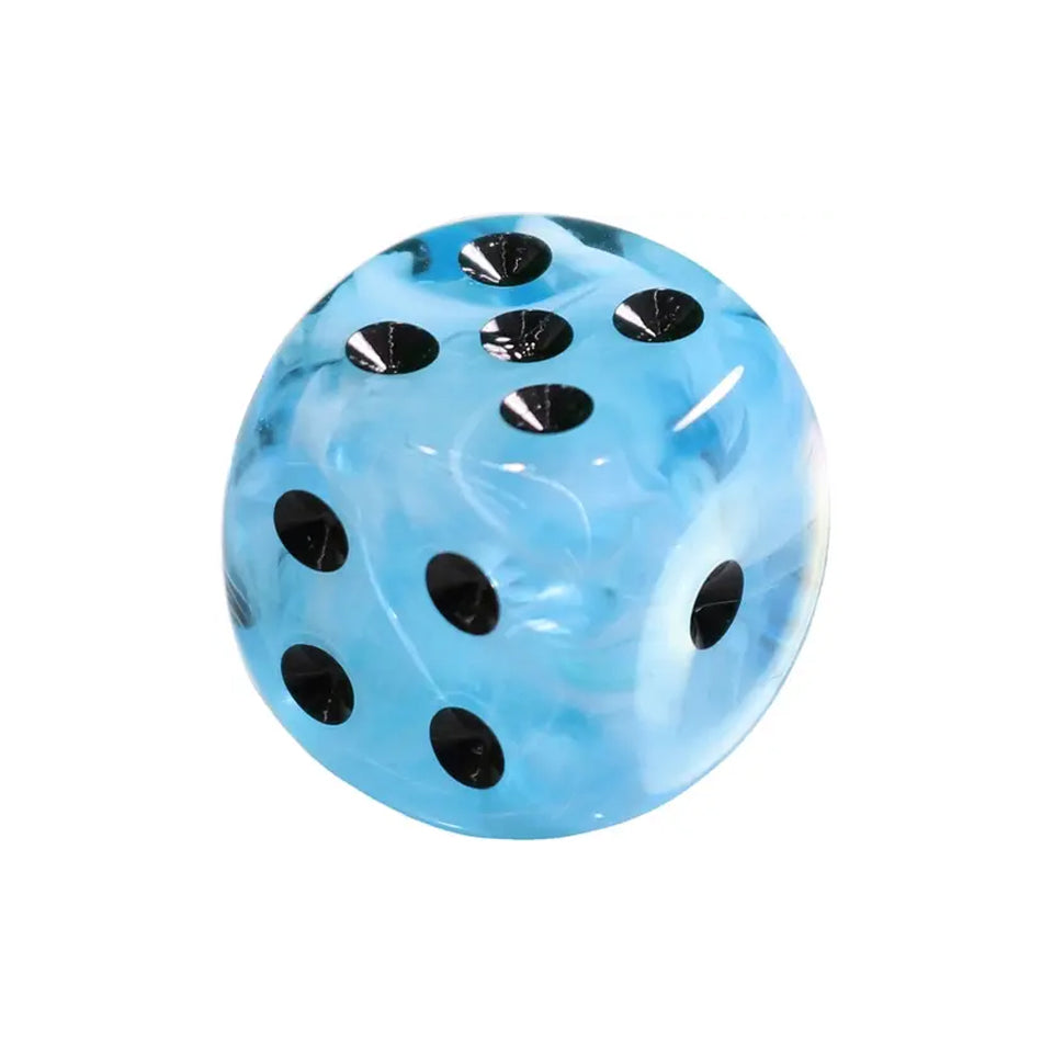 16mm Round Corner Swirl Dice - Blue With Black Dots