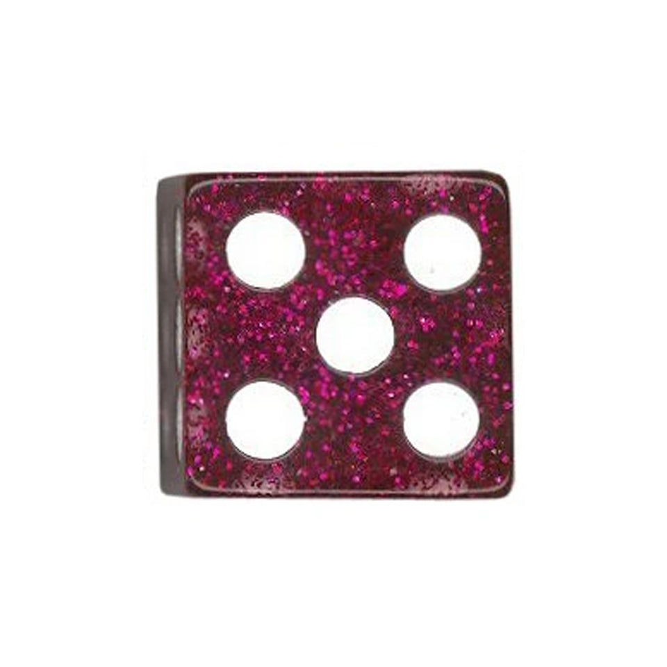 16mm Square Corner Glitter Dice - Red With White Dots