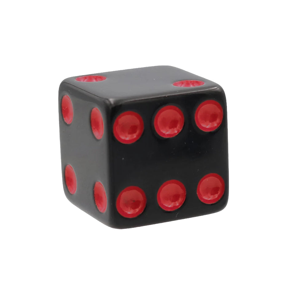16mm Square Corner Dice - Black With Red Dots