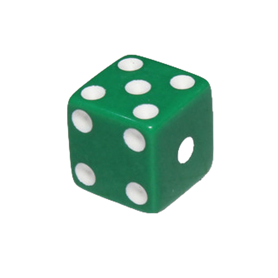16mm Square Corner Dice - Green With White Dots