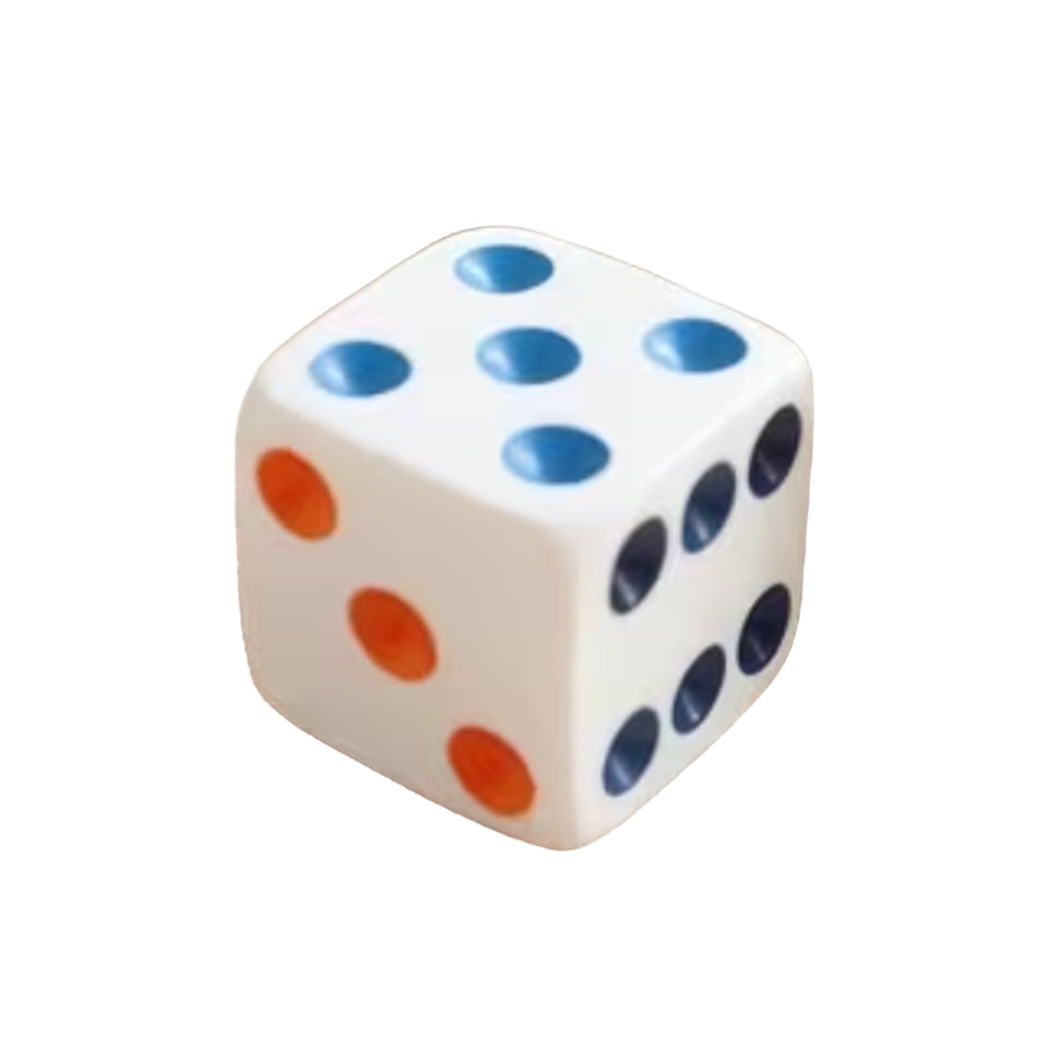 16mm Square Corner Dice - White With Multi Color Dots