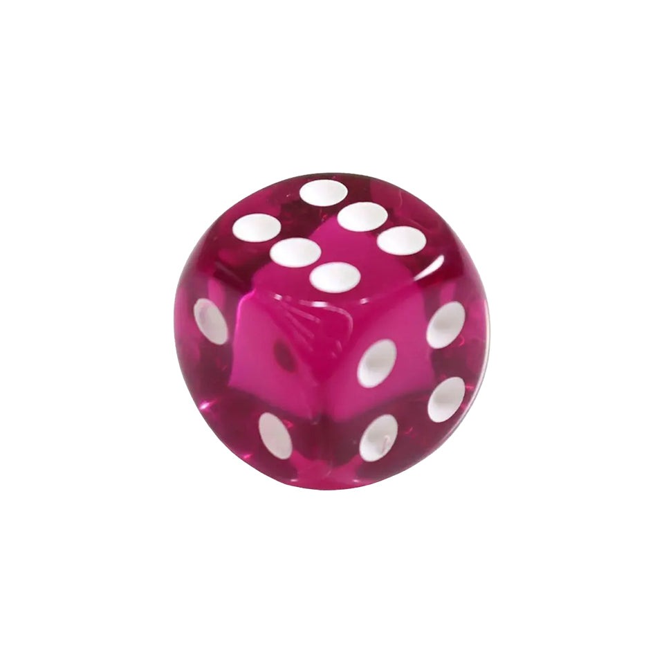 12mm Round Corner Mini Dice - Magenta With White Dots