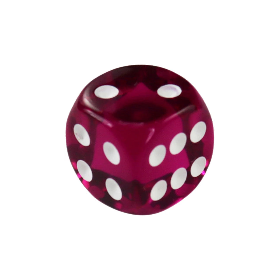 16mm Round Corner Translucent Dice - Magenta With White Dots