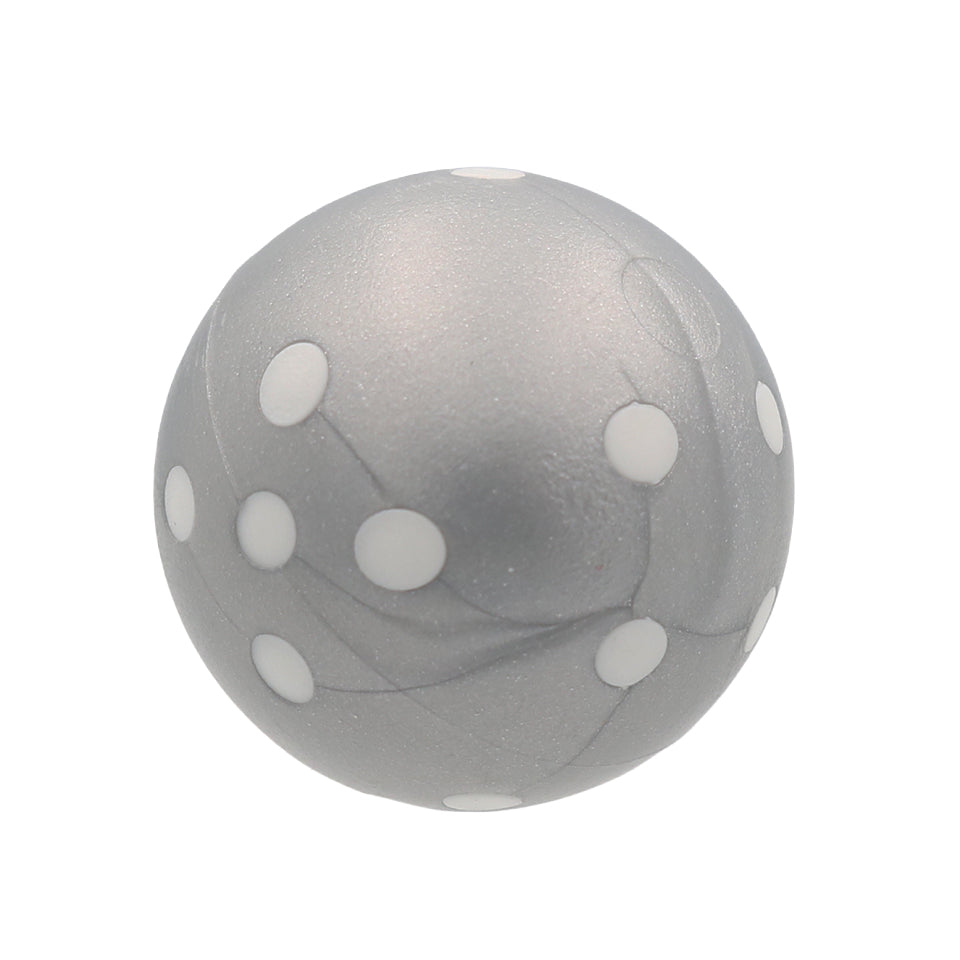 21mm Round Ball Dice - Silver With White Dots