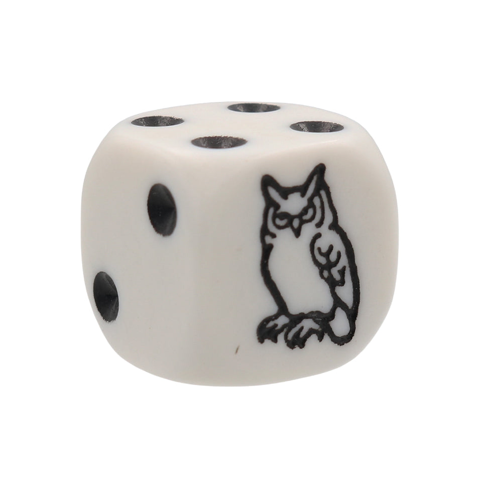 16mm Round Corner Owl Dice - White With Black Dots