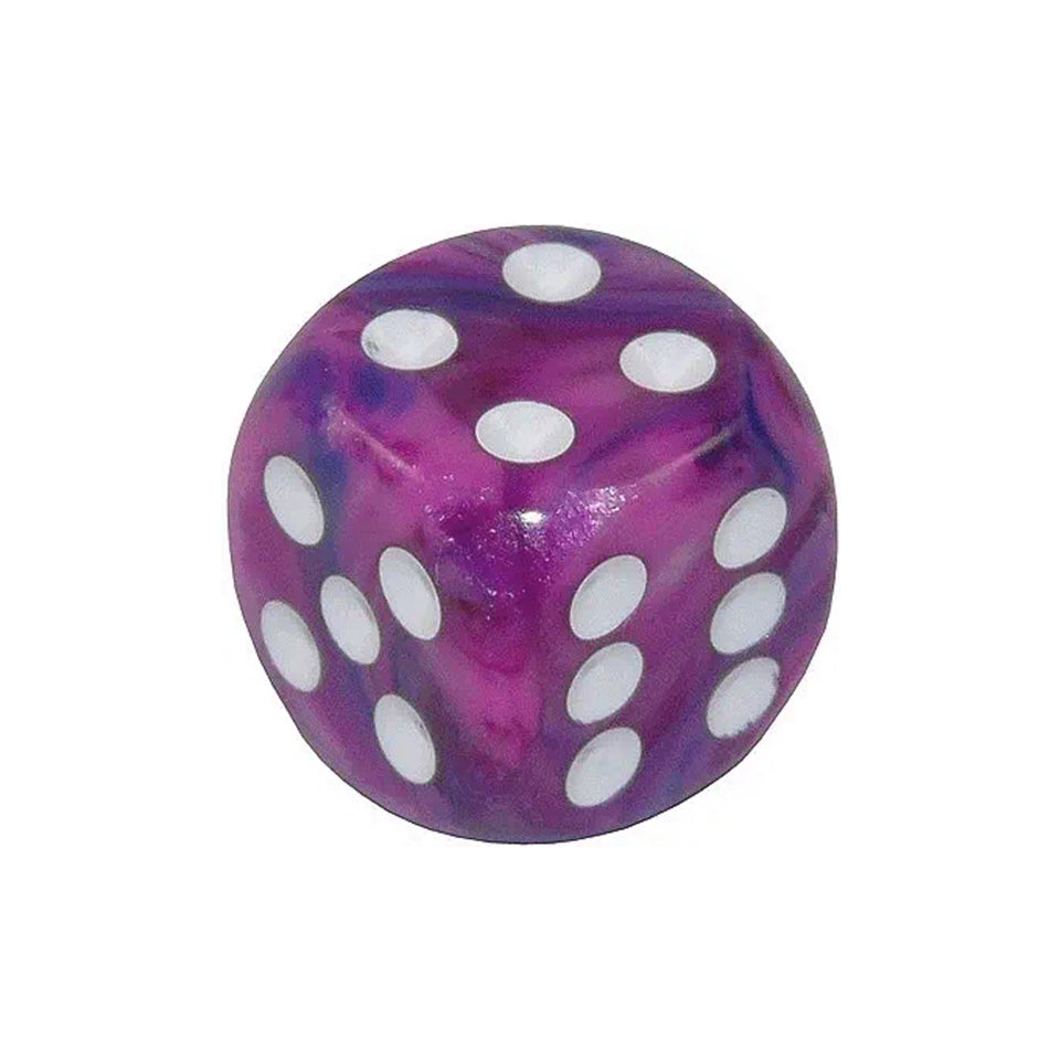 16mm Round Corner Deluxe Dice - Pink & Purple With White Dots