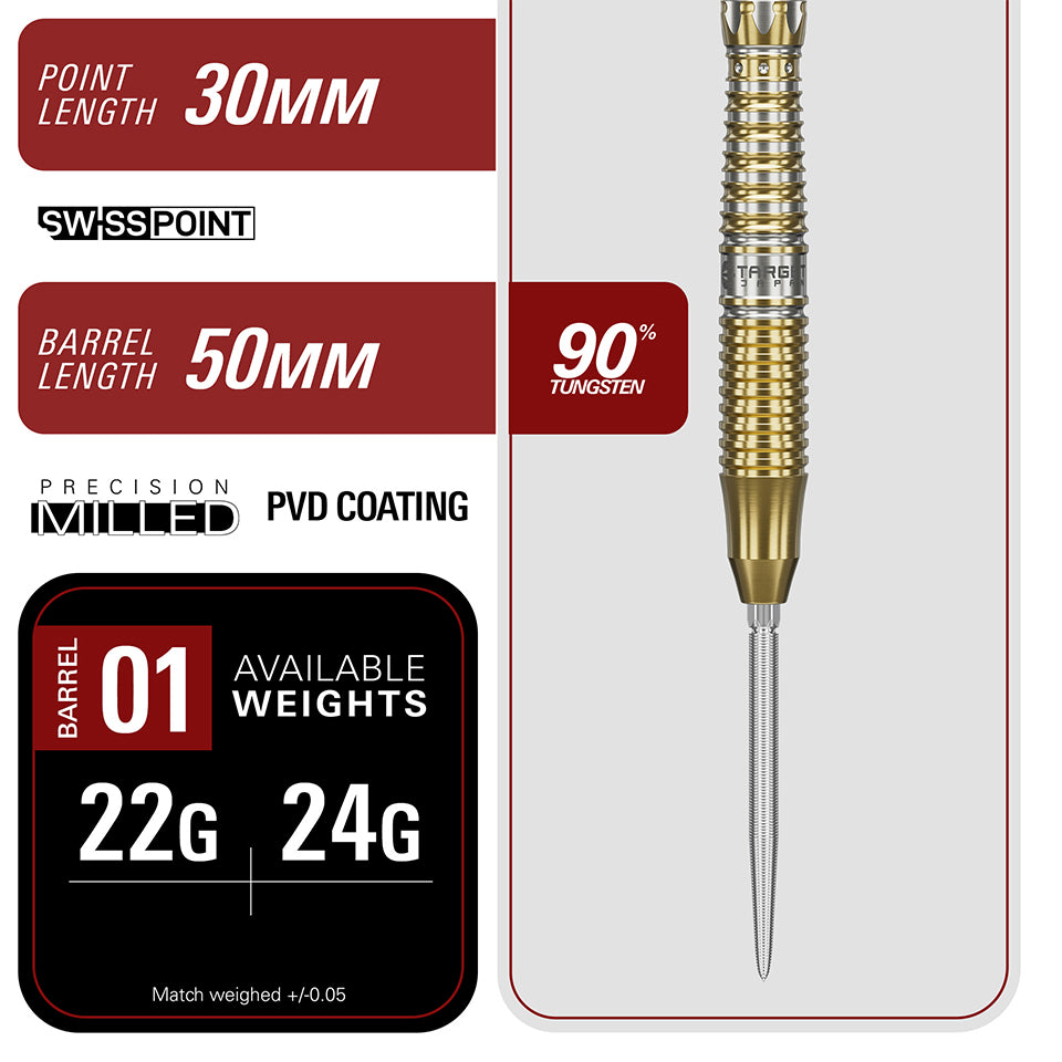Target Black Marque Enzo Swiss Point Steel Tip Darts - 24gm