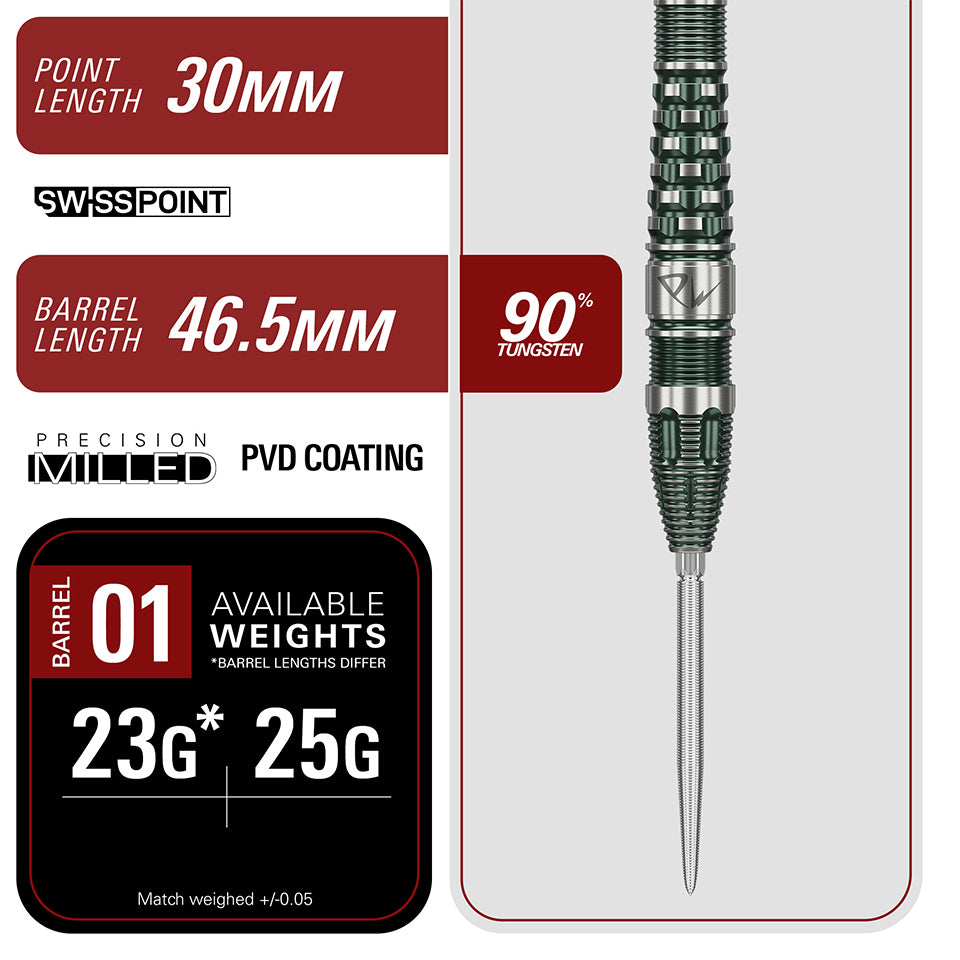 Target Prime Series PW G3 Swiss Point Steel Tip Darts - 23gm