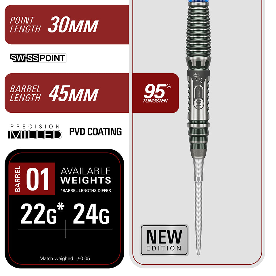 Target Rising Sun G10.5 Swiss Point Steel Tip Darts - 22gm