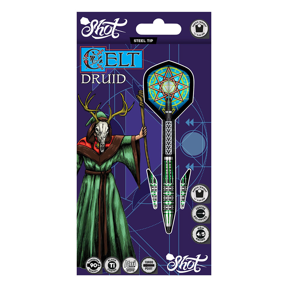 Shot Celt Druid Turbo Point Steel Tip Darts - 24gm
