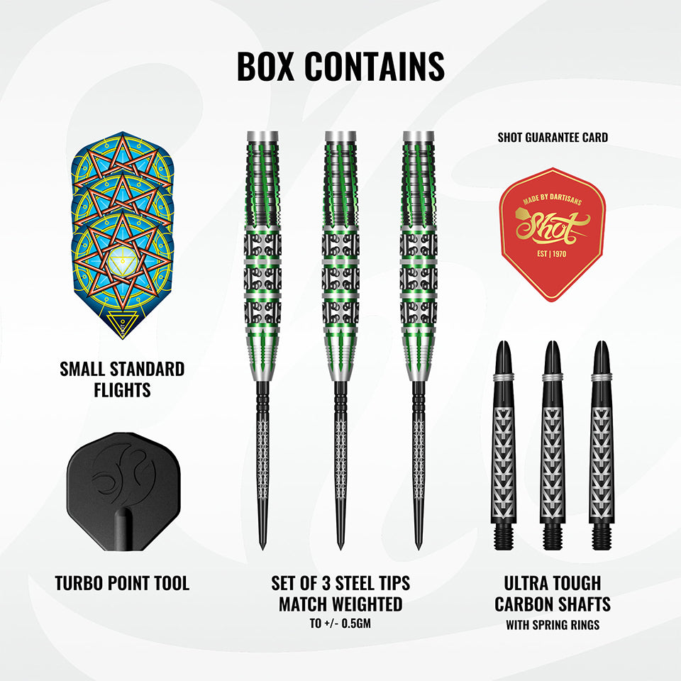 Shot Celt Druid Turbo Point Steel Tip Darts - 24gm