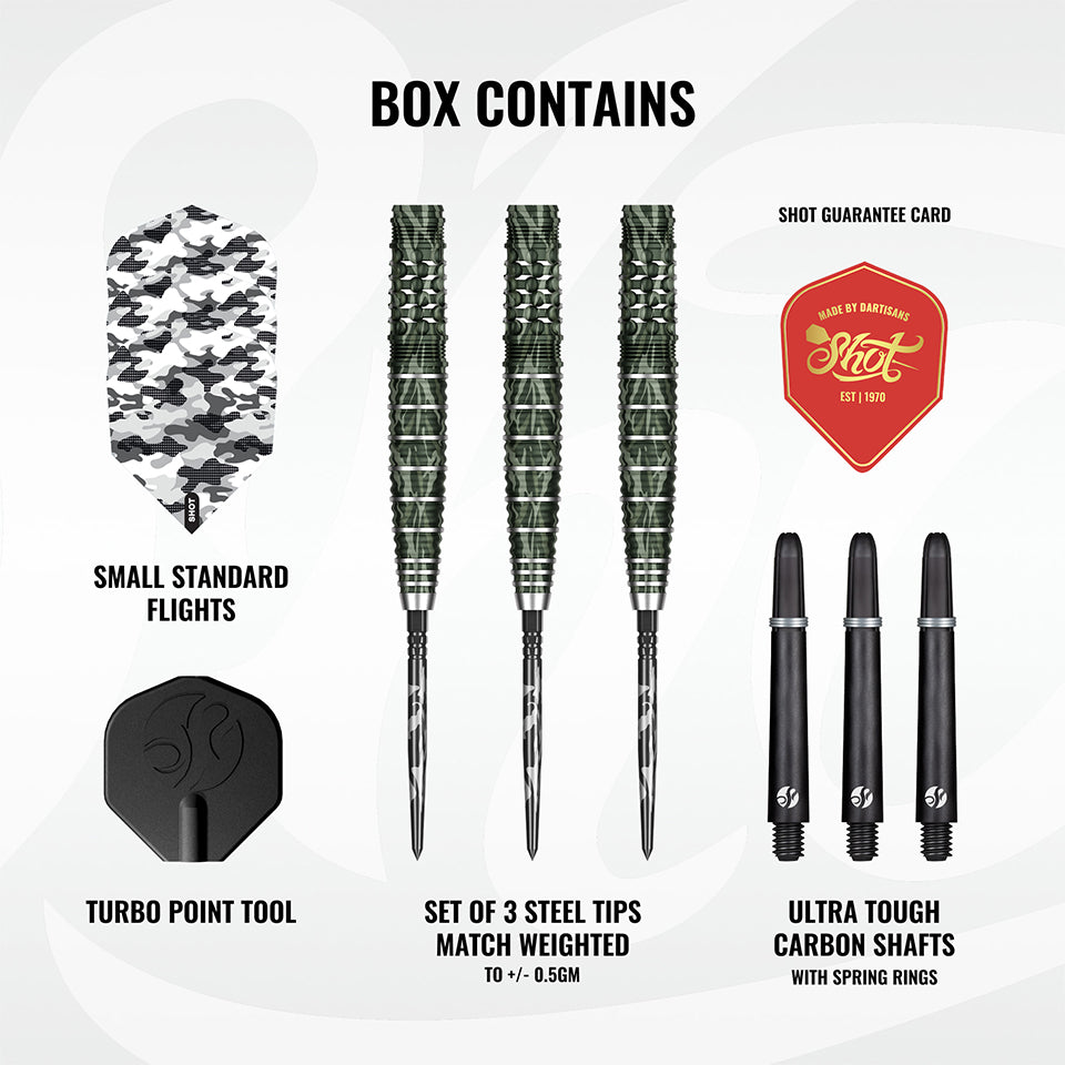 Shot Camo Ghillie Turbo Point Steel Tip Darts - 25gm
