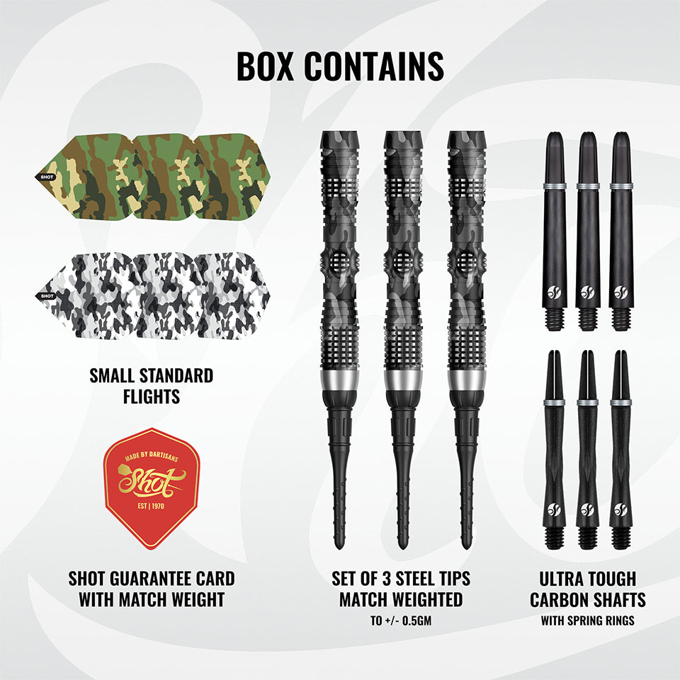Shot Camo Longshot Soft Tip Darts - 20gm