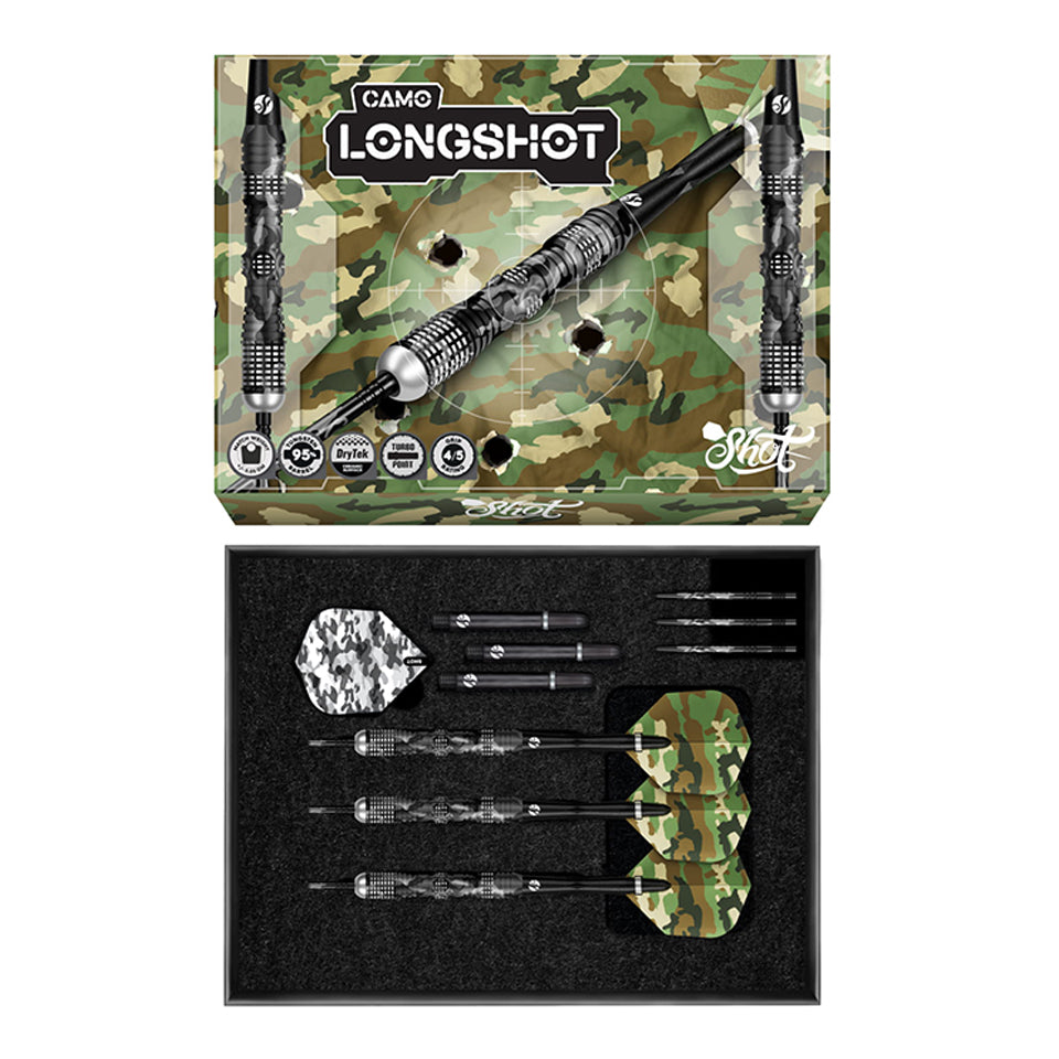 Shot Camo Longshot Turbo Point Steel Tip Darts - 24gm
