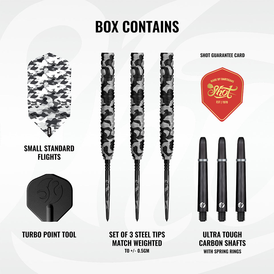 Shot Camo Polar Turbo Point Steel Tip Darts - 24gm