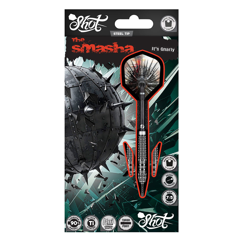 Shot Gnarly Smasha Turbo Point Steel Tip Darts - 25gm