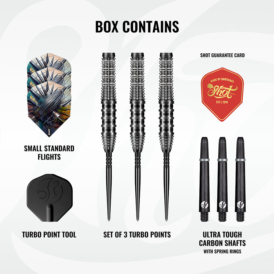 Shot Gnarly Rippah Turbo Point Steel Tip Darts - 23gm