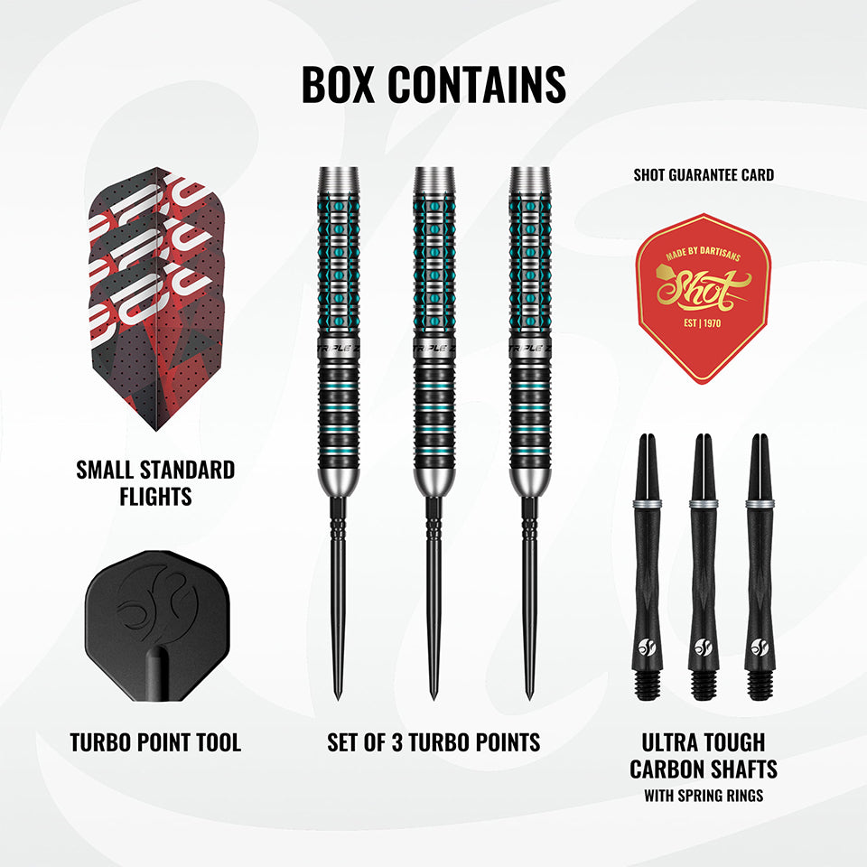 Shot Niels Zonneveld Turbo Point Steel Tip Darts - 23gm