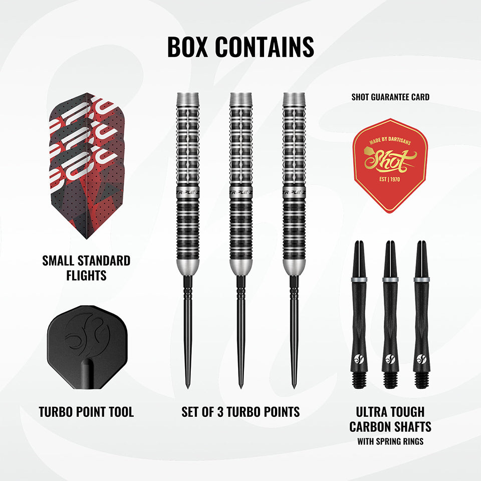 Shot Pro Series Niels Zonneveld 2 Turbo Point Steel Tip Darts - 23gm