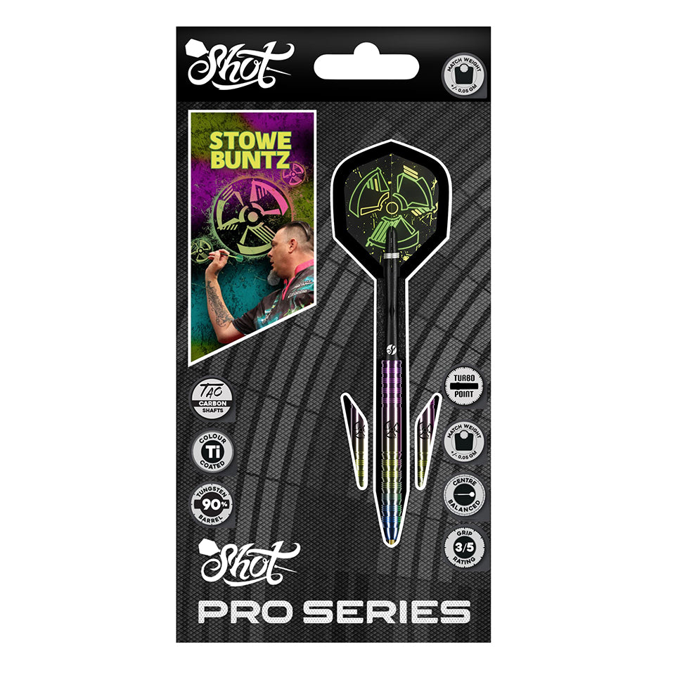 Shot Pro Series Stowe Buntz 3.0 Turbo Point Steel Tip Darts - 23gm