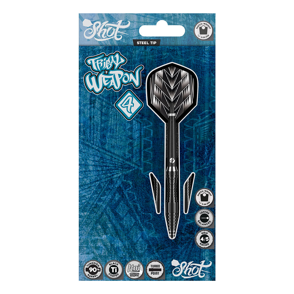 Shot Tribal Weapon 4 Turbo Point Steel Tip Darts - 22gm