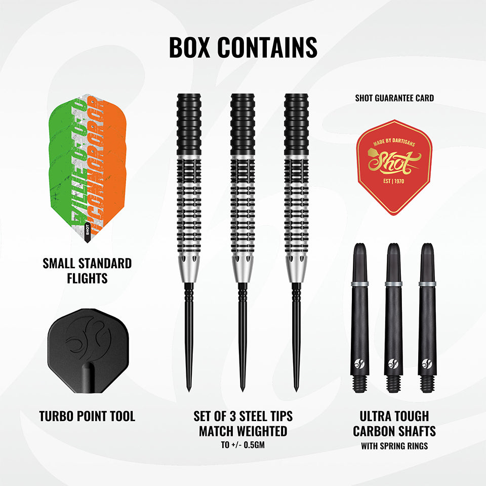 Shot Pro Series Willie O'Connor Magpie Turbo Point Steel Tip Darts - 23gm