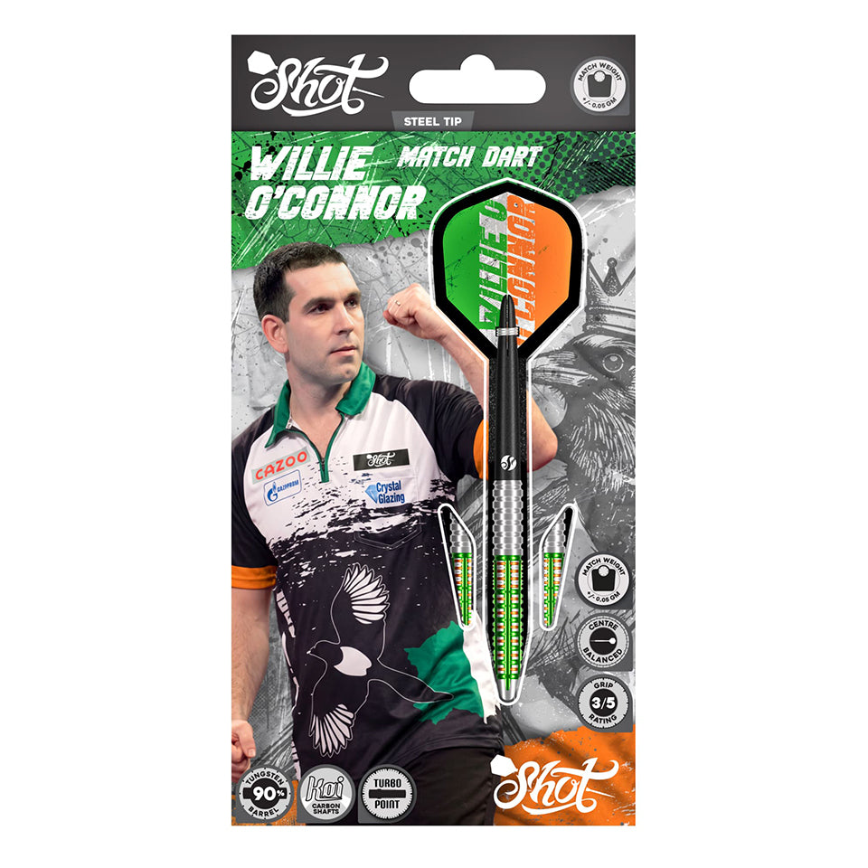 Shot Pro Series Willie O'Connor Turbo Point Steel Tip Darts - 23gm