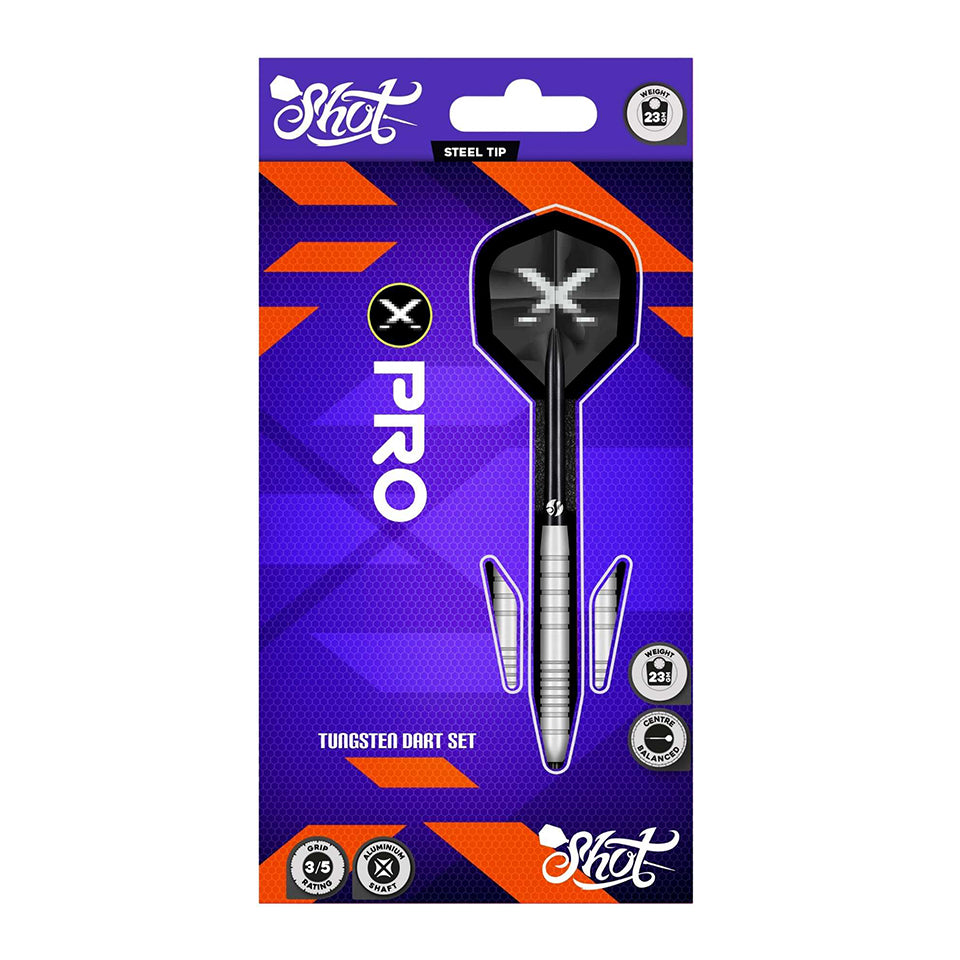 Shot X-Pro Tungsten Steel Tip Darts - 23gm