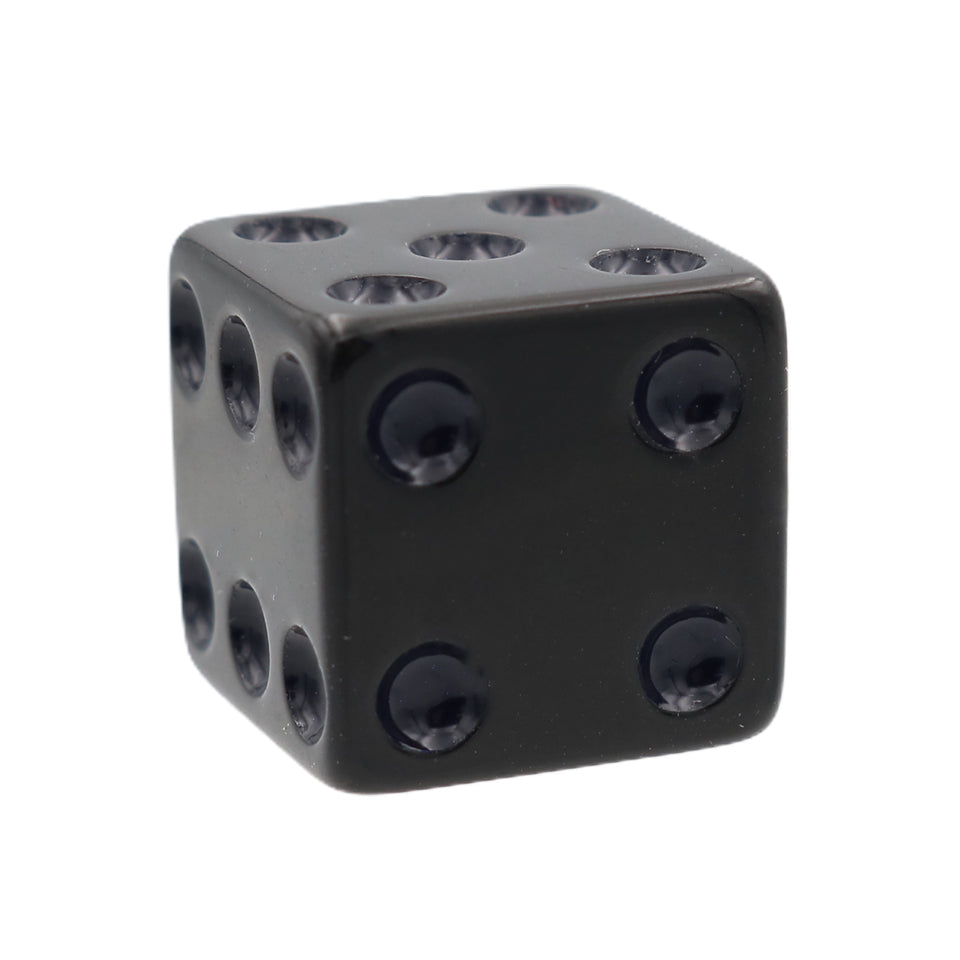 16mm Square Corner Dice - Black With Dark Blue Dots