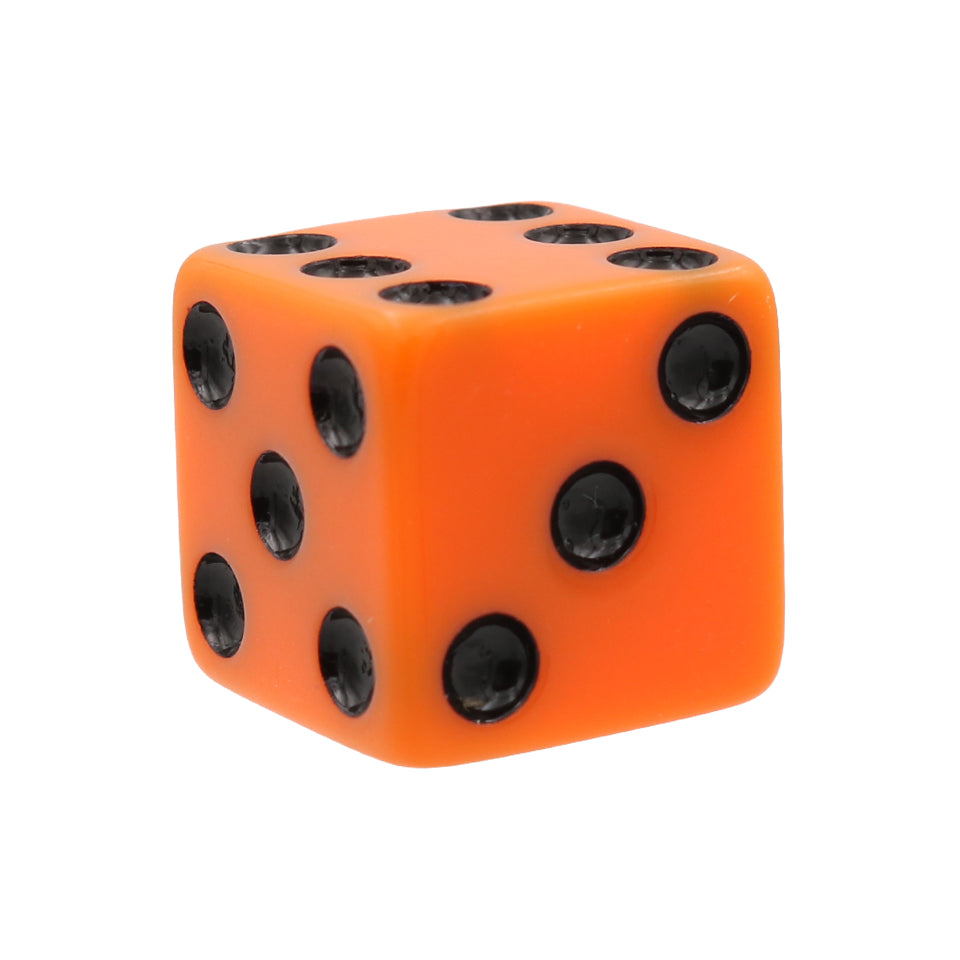 16mm Square Corner Dice - Orange With Black Dots