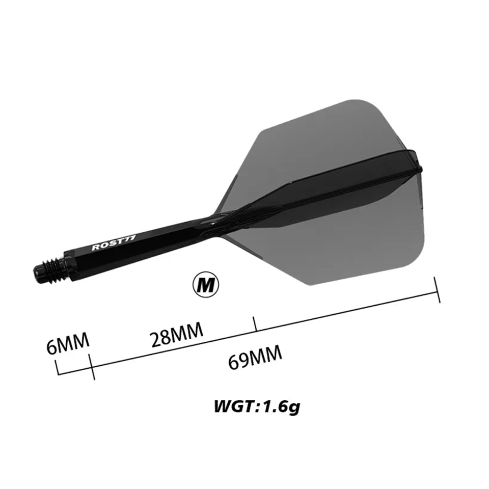 Cuesoul Rost 77 Integrated Dart Flights - Big Wing Black (M) 28mm