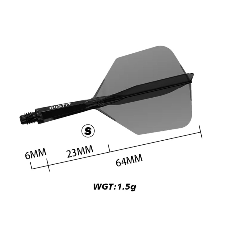 Cuesoul Rost 77 Integrated Dart Flights - Big Wing Black (S) 23mm