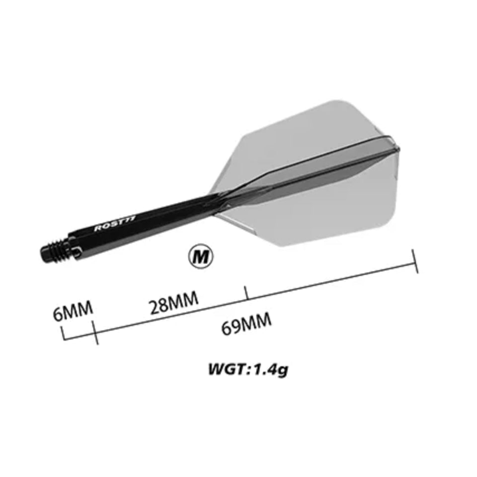 Cuesoul Rost 77 Integrated Dart Flights - Slim Clear (M) 28mm