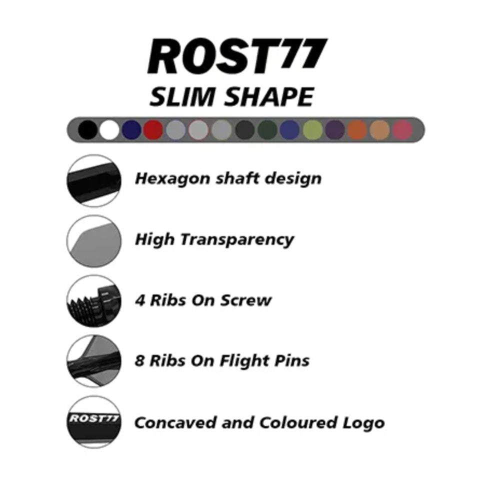 Cuesoul Rost 77 Integrated Dart Flights - Slim Clear Red (L) 33mm