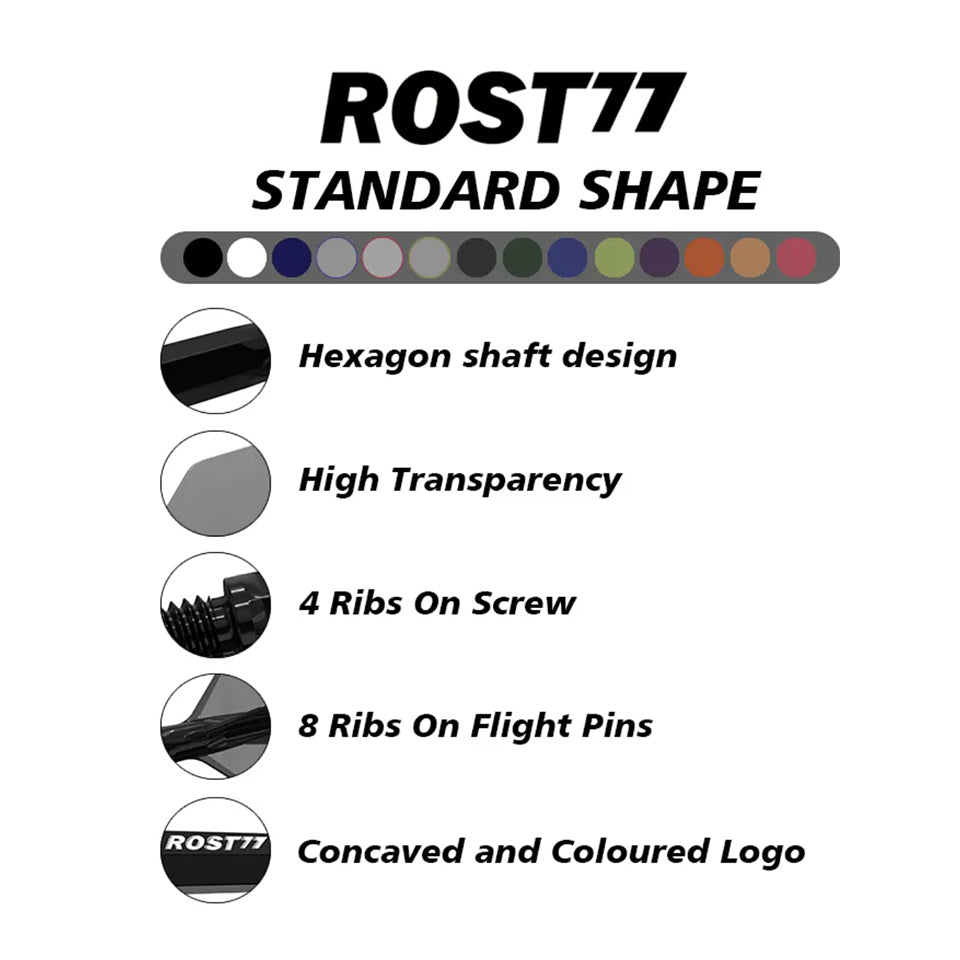 Cuesoul Rost 77 Integrated Dart Flights - Standard Clear Black (L) 33mm