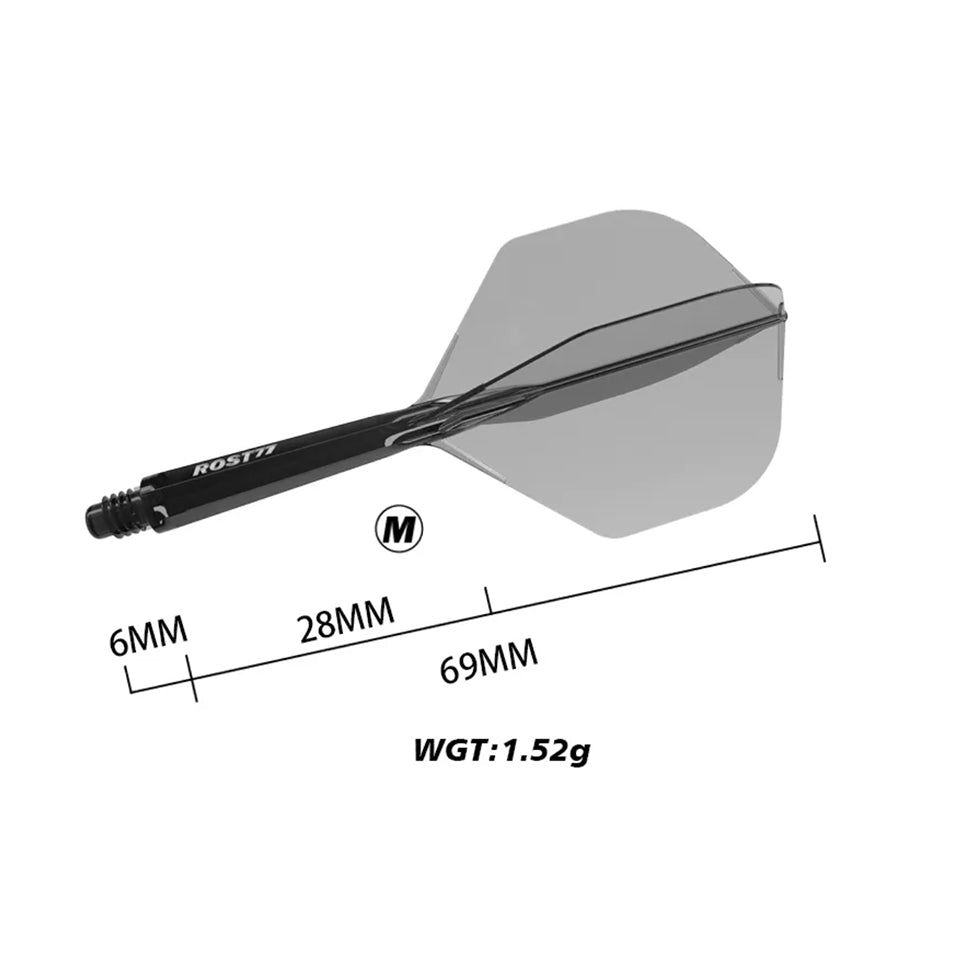 Cuesoul Rost 77 Integrated Dart Flights - Standard Clear Black (L) 33mm