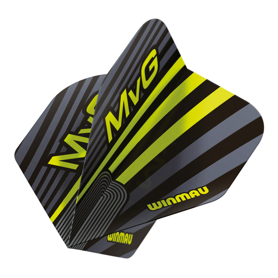 Winmau MvG Black Dart Flights - Standard Gray & Green